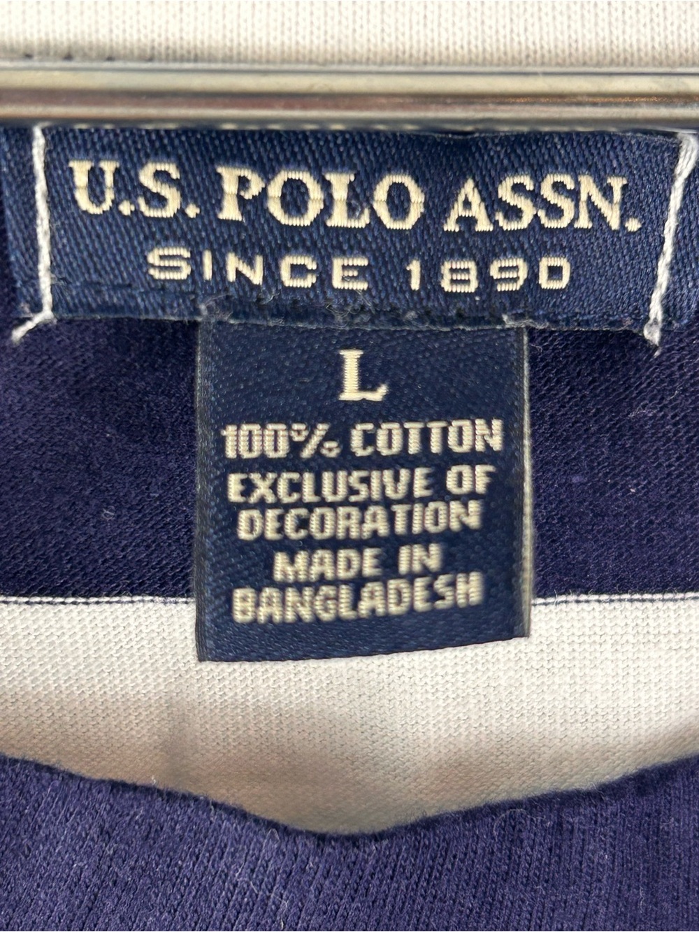 U.S. Polo ASSN Navy & White Striped Long Sleeve Tee - Picture 5 of 6